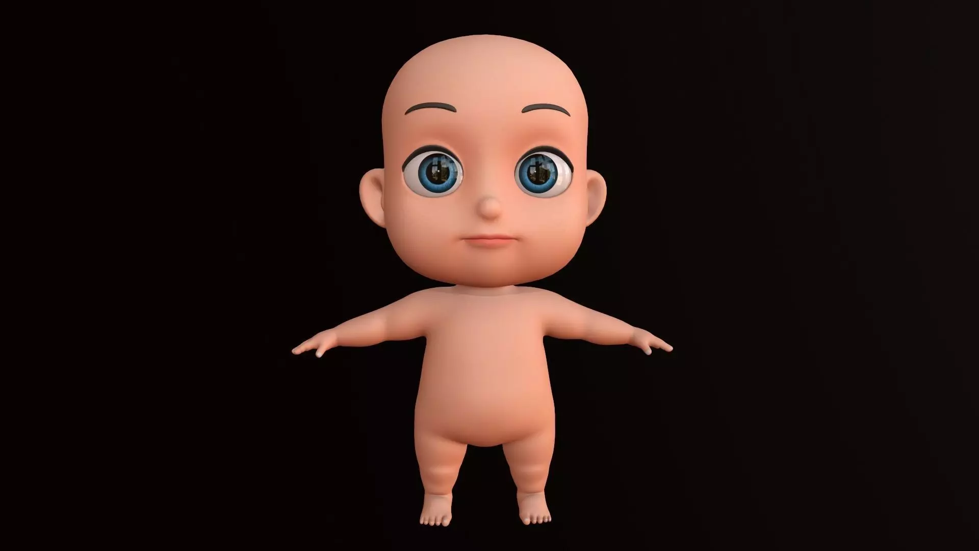 Asset - Cartoons - Base - Baby - Boy - Rig Low-poly 3D model_0