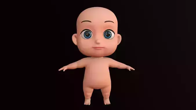 Asset - Cartoons - Base - Baby - Boy - Rig Low-poly 3D model