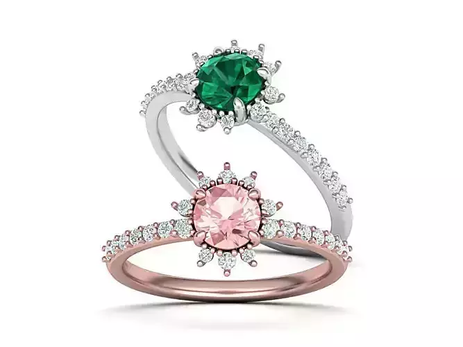 Snowflake Engagement ring 4prong 3dmodel 3D print model
