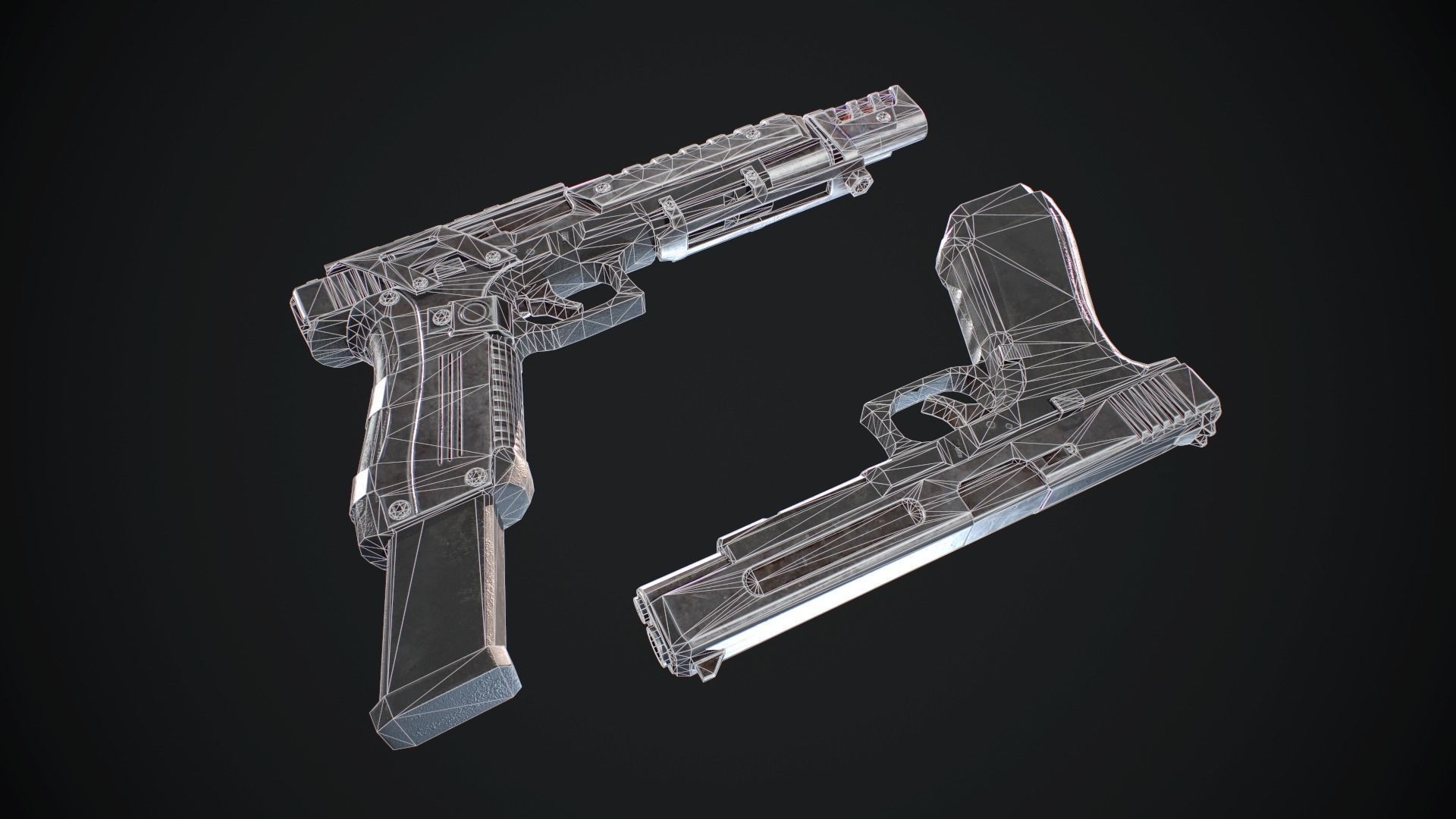 Glock gun Low-poly 3D model_5