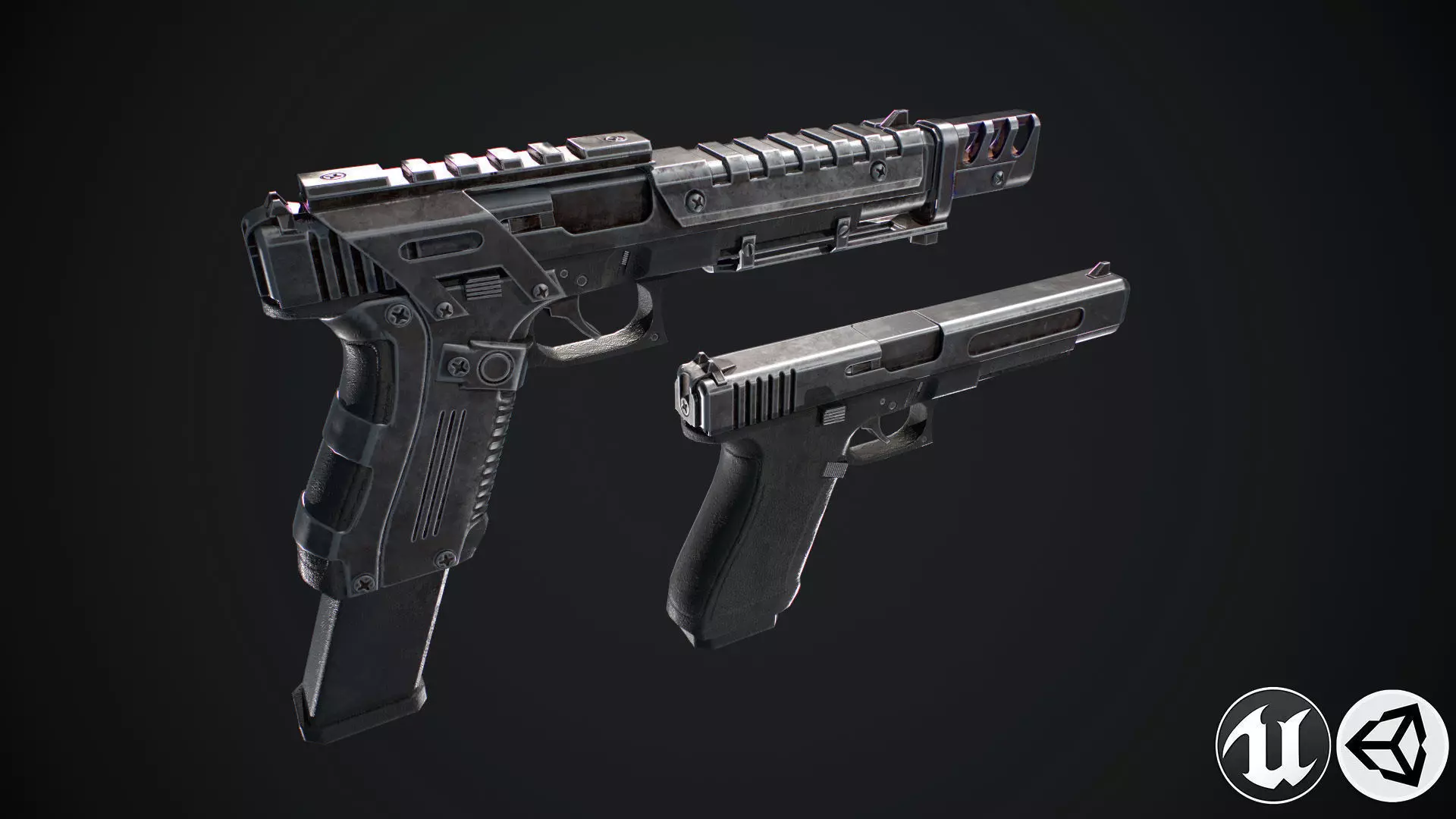Glock gun Low-poly 3D model_0