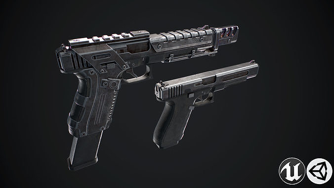 Glock gun Low-poly 3D model