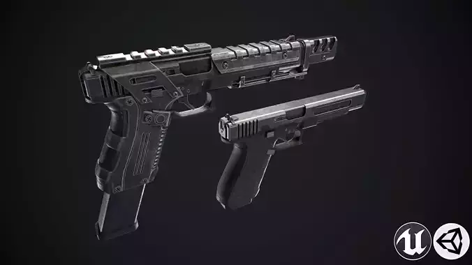 Glock gun Low-poly 3D model