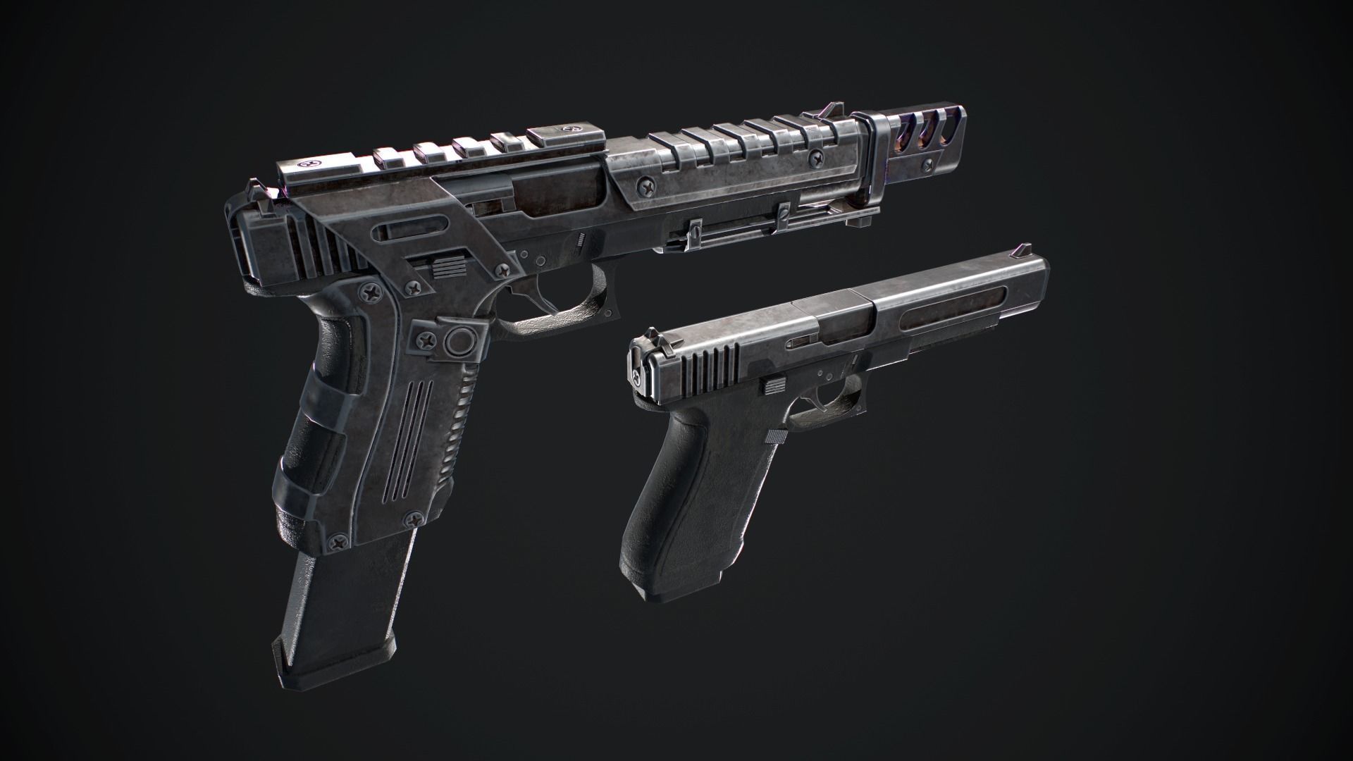 Glock gun Low-poly 3D model_1