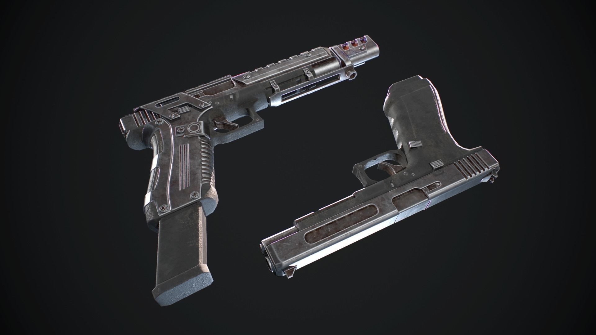 Glock gun Low-poly 3D model_2