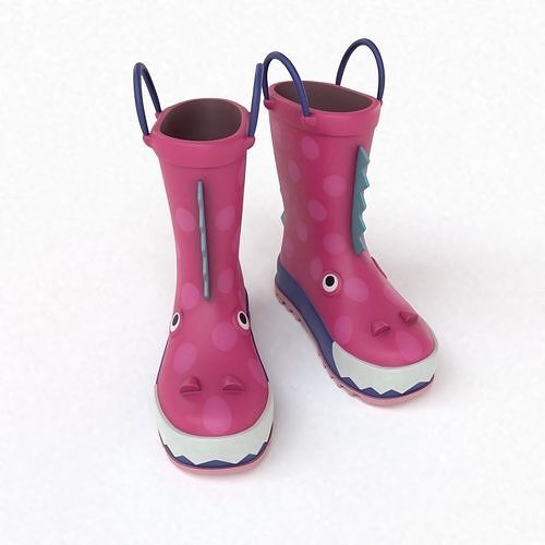Kids Wellies with Dragon texture 3D model