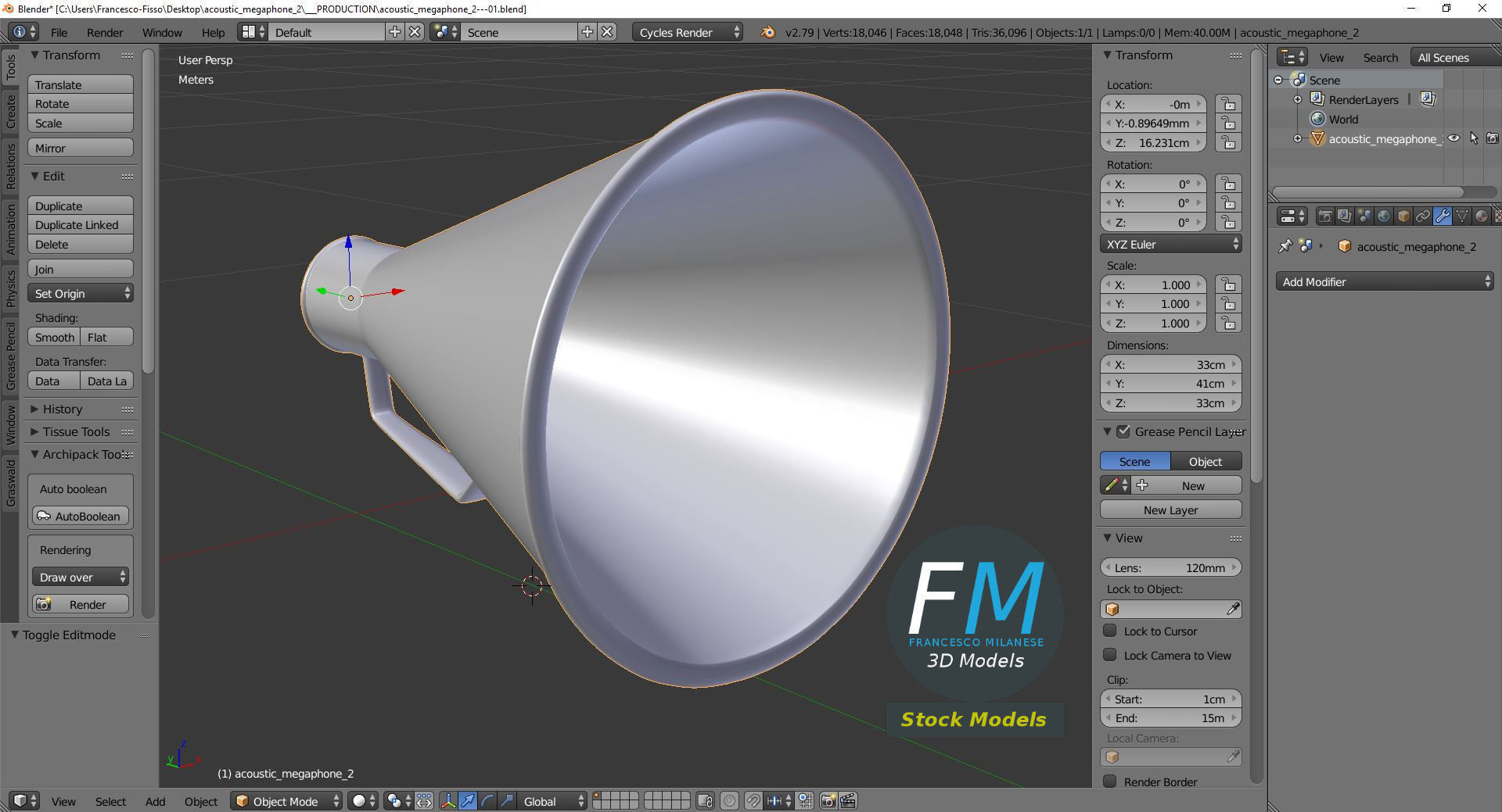 Acoustic megaphone 2 3D model_9