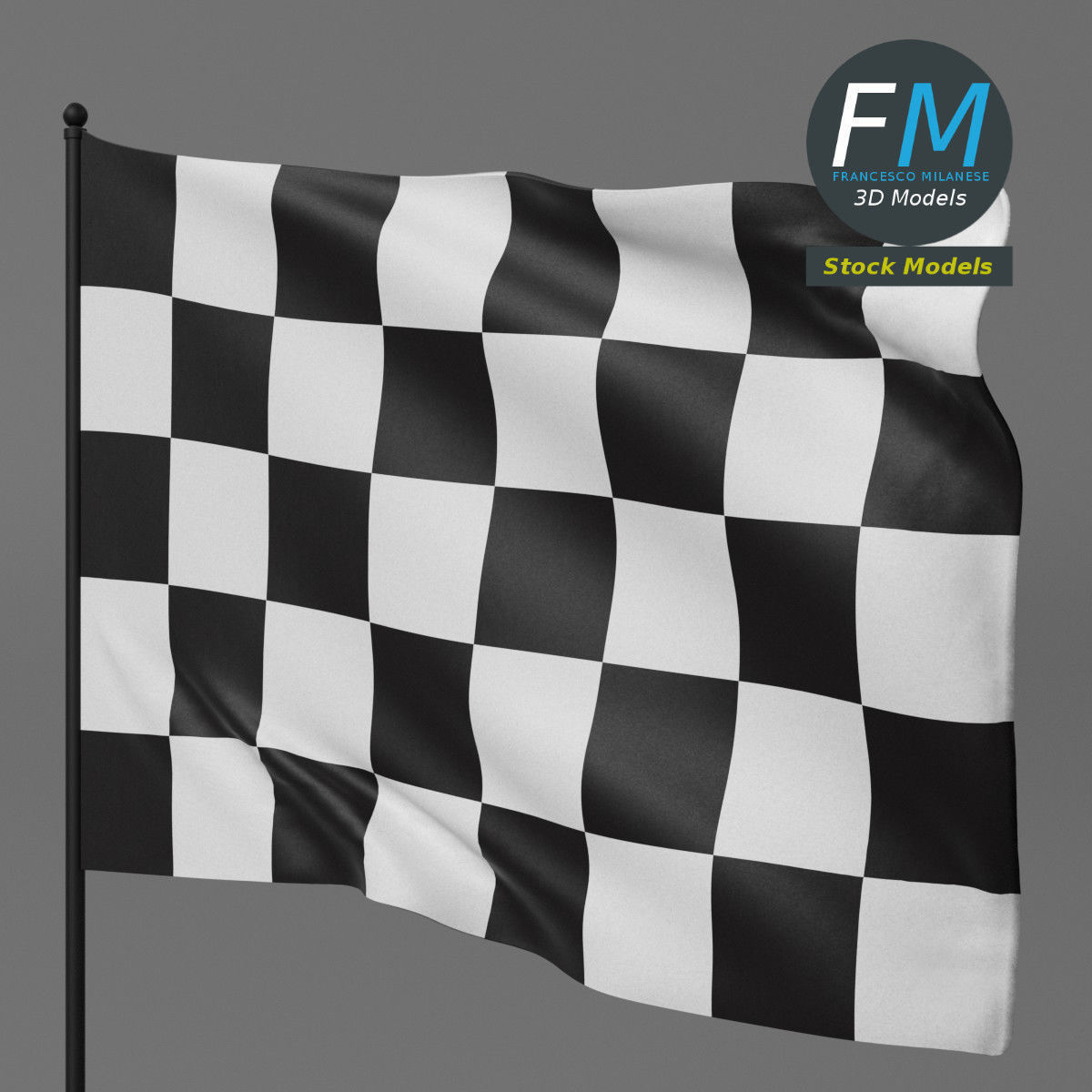 Checkered racing flag 3D model_5