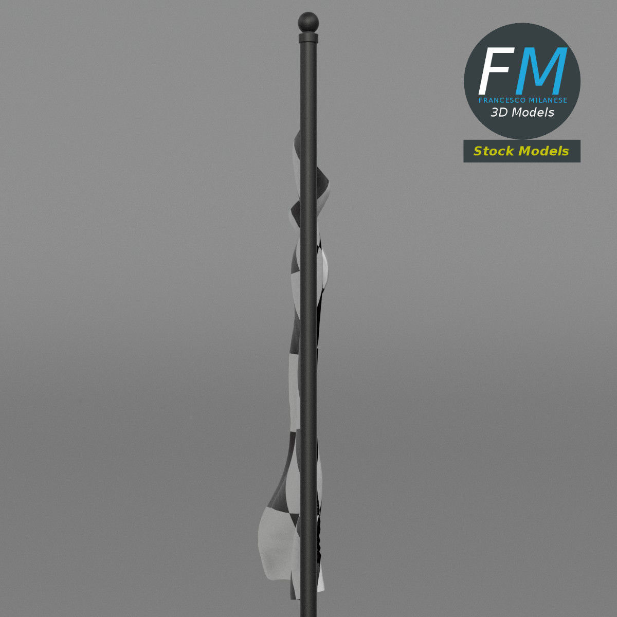 Checkered racing flag 3D model_4