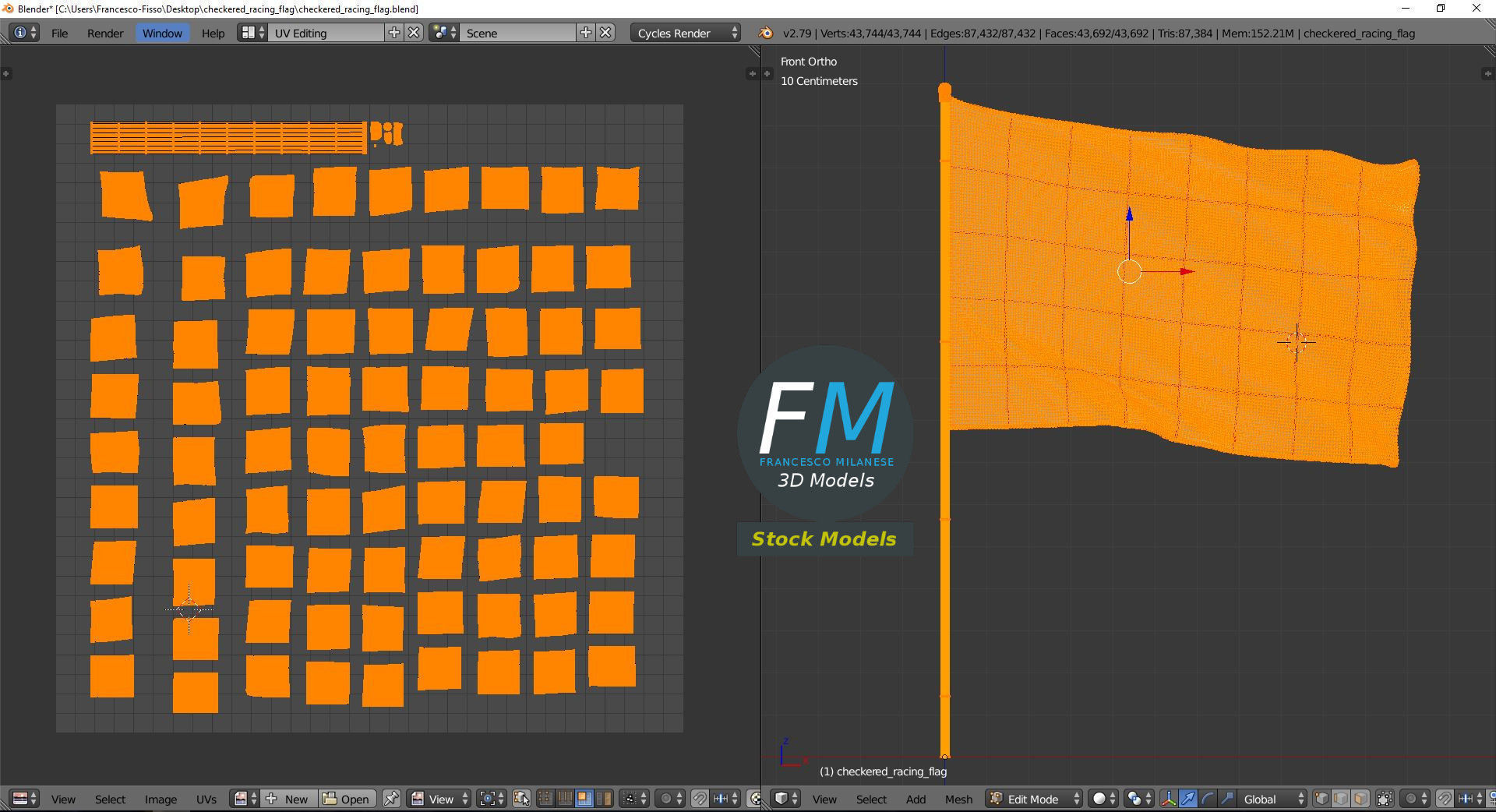Checkered racing flag 3D model_10