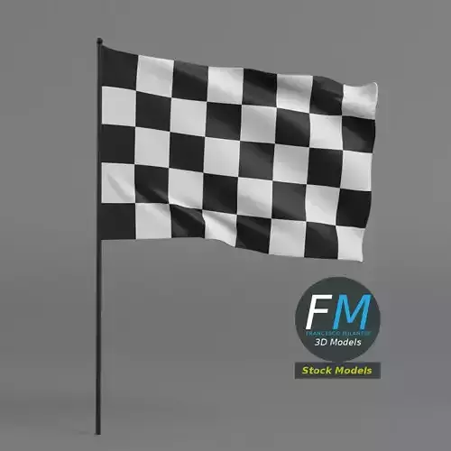 Checkered racing flag 3D model