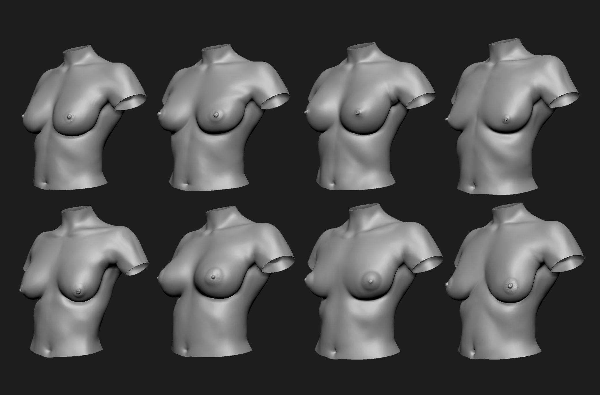Female breast set01 3D model_1