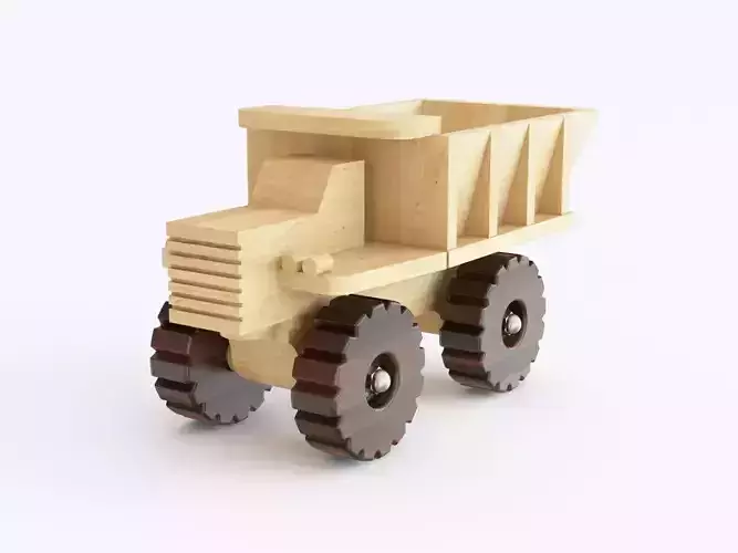Wooden toy dump truck 01