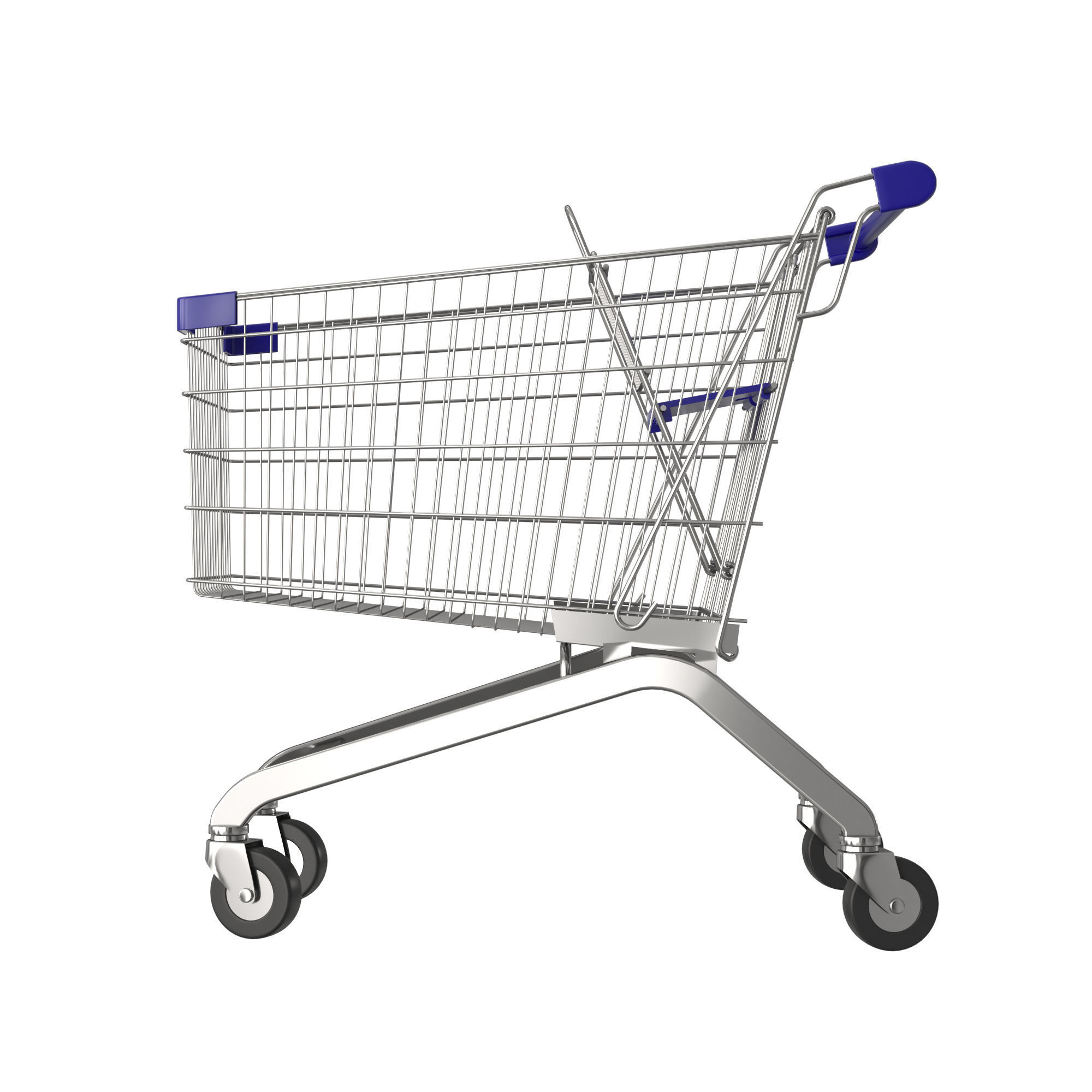 Blue shopping cart 3D model_2