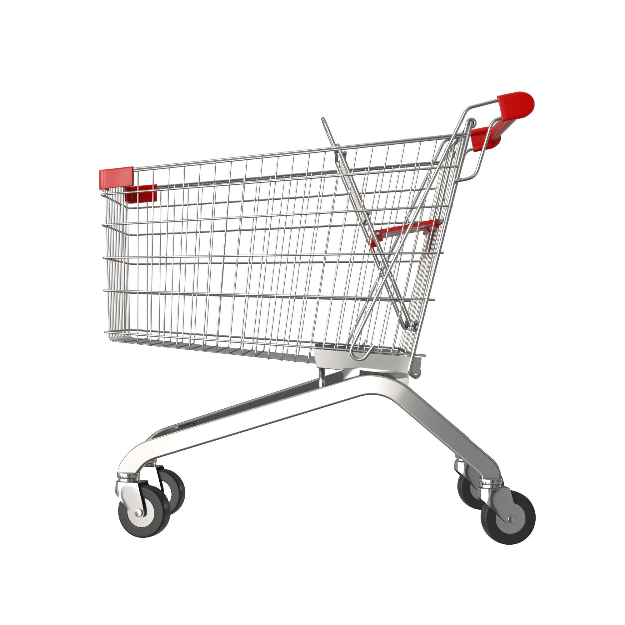 Red shopping cart 3D model_3