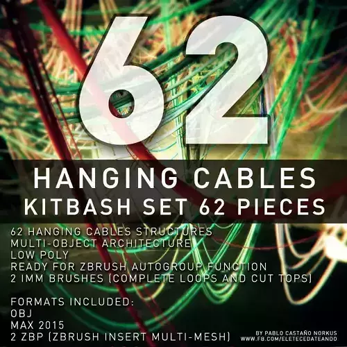 Hanging Cables - 62 Structures Kitbash set Low-poly 3D model