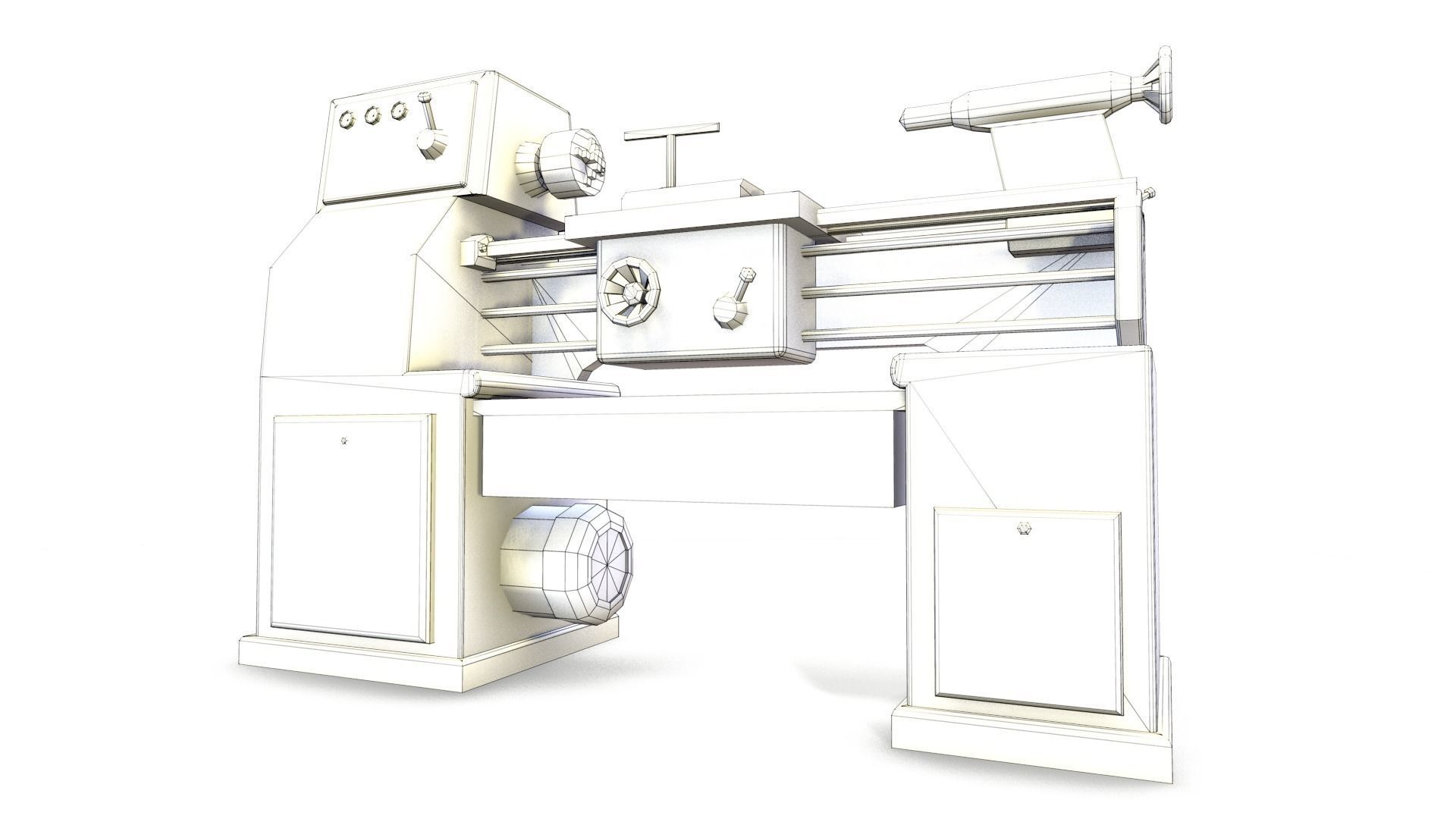 Lathe Low-poly 3D model_10