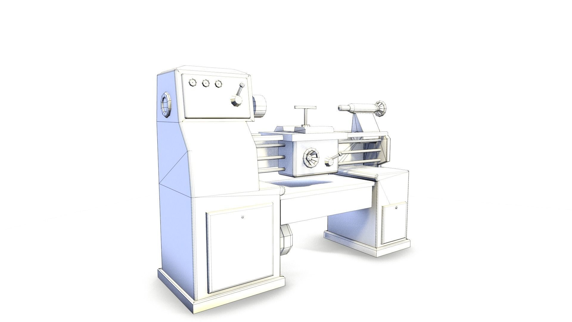 Lathe Low-poly 3D model_9