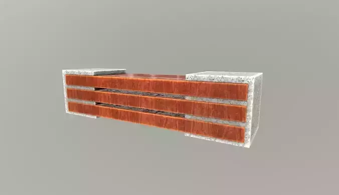wooden bench and granite Low-poly 3D model