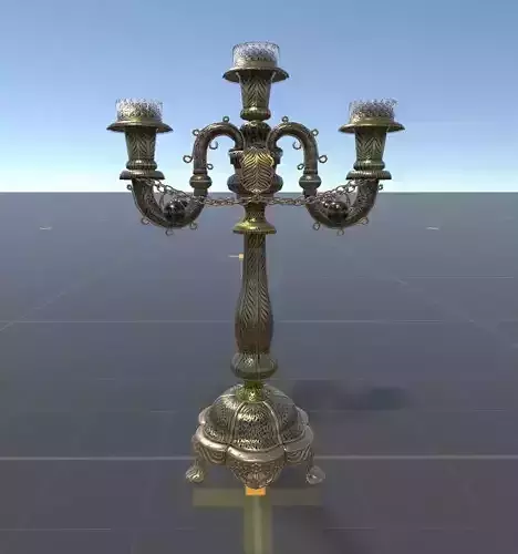 Silk silver candlestick Low-poly 3D model