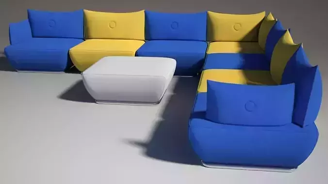 Dunder S600 sofa blu white yellow 3D model