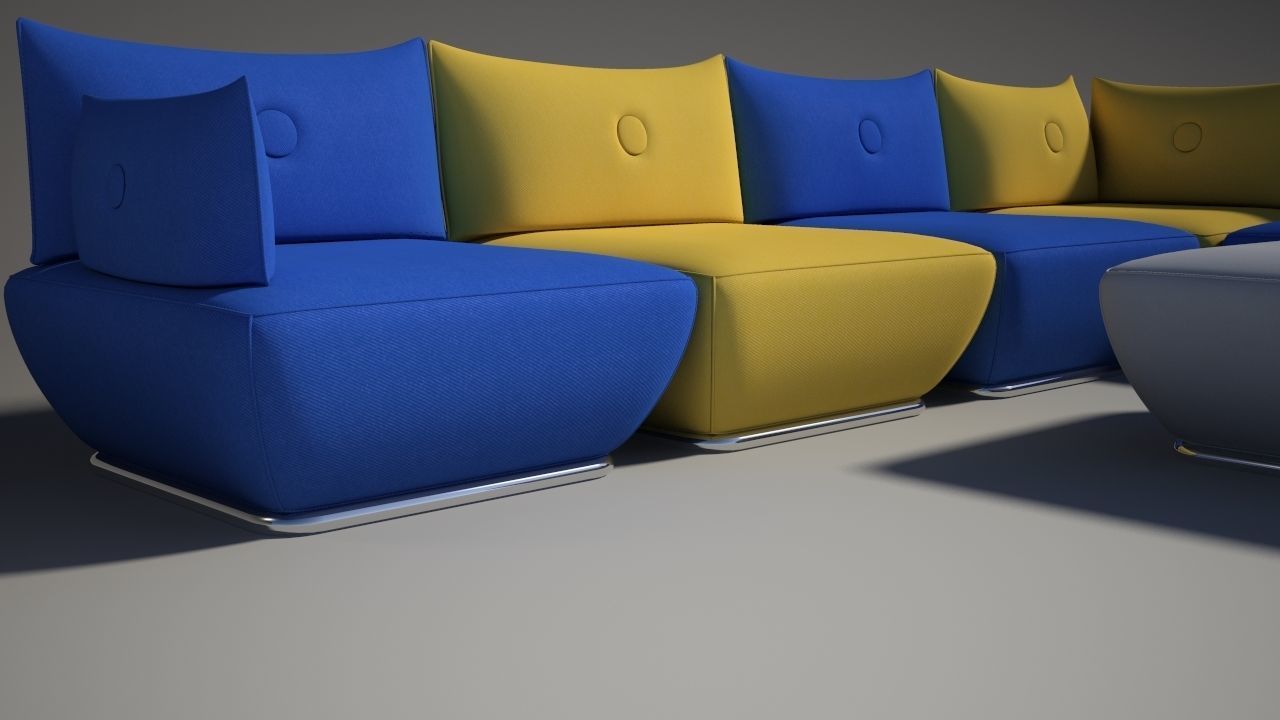 Dunder S600 sofa blu white yellow 3D model_2