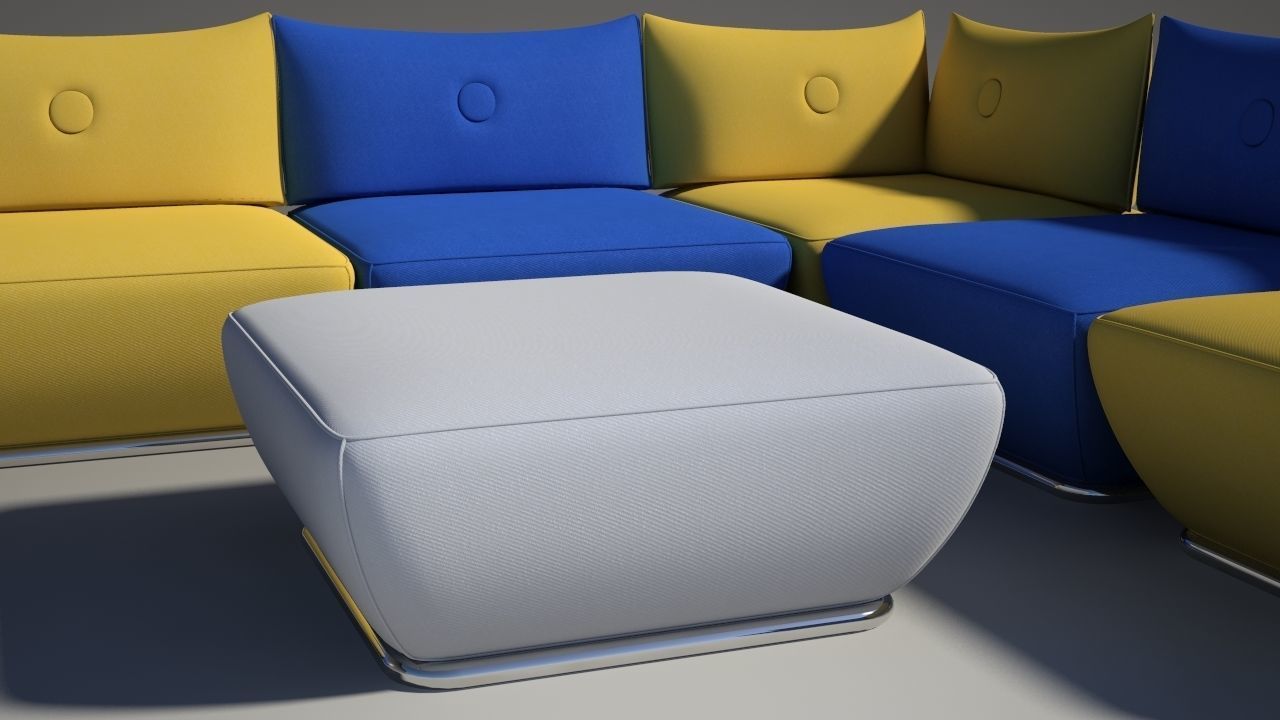 Dunder S600 sofa blu white yellow 3D model_3