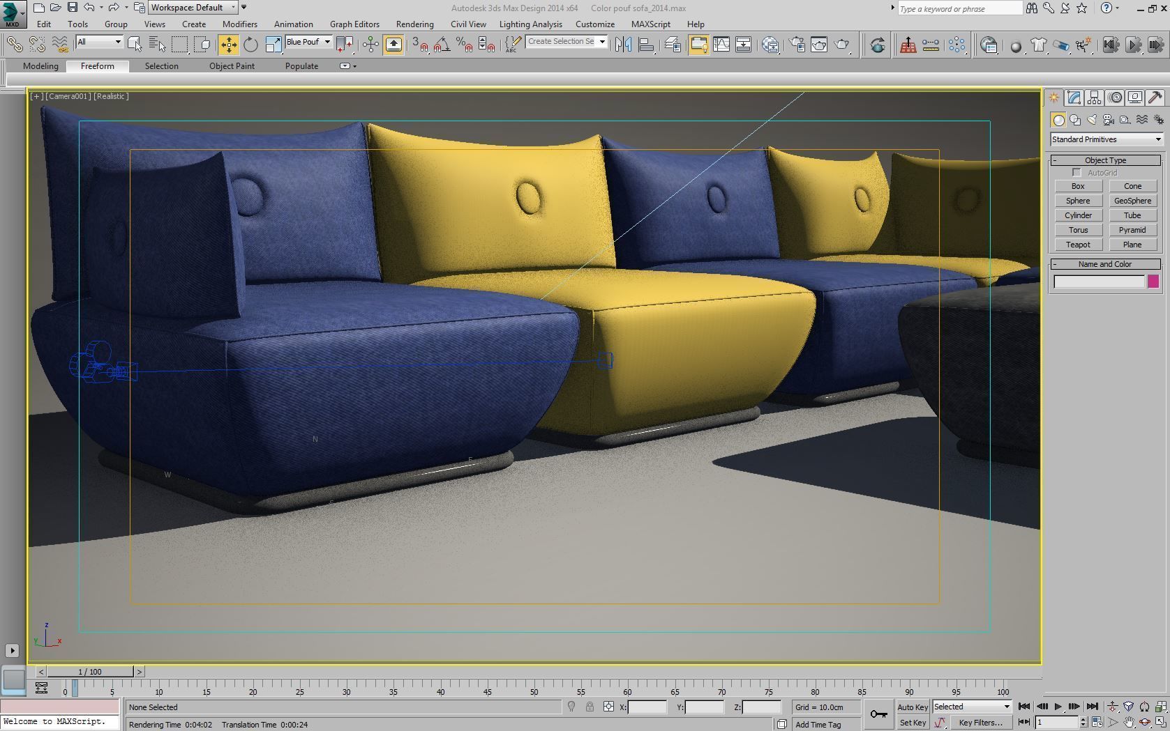 Dunder S600 sofa blu white yellow 3D model_4
