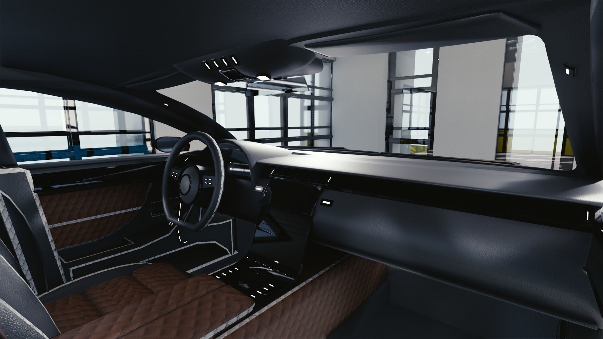 BLENDER EEVEE Brandless Small 4 door hatchback Low-poly 3D model_9