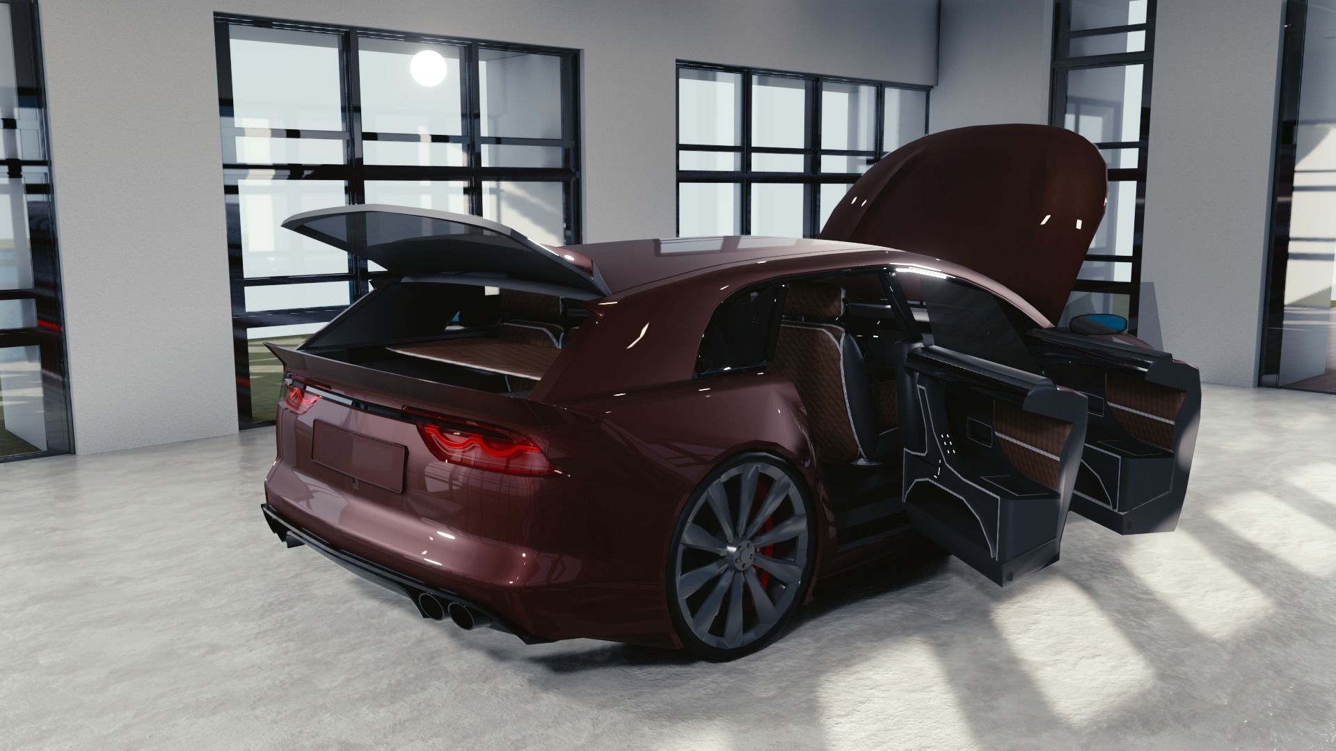 BLENDER EEVEE Brandless Small 4 door hatchback Low-poly 3D model_11