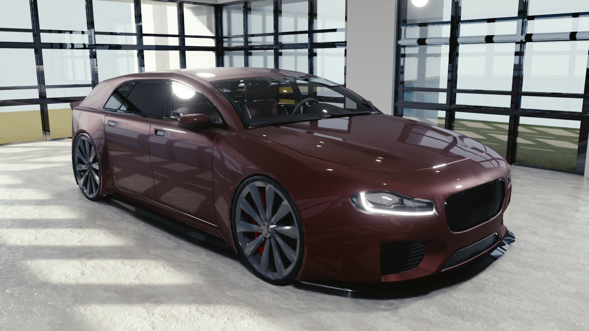 BLENDER EEVEE Brandless Small 4 door hatchback Low-poly 3D model_3