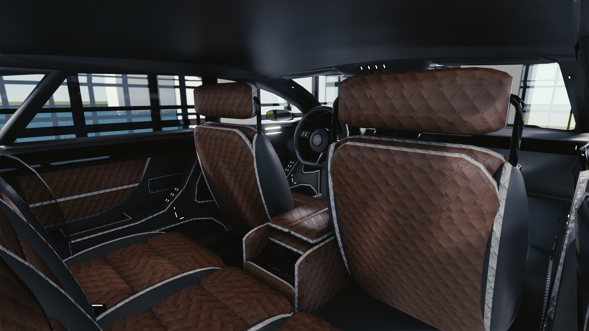 BLENDER EEVEE Brandless Small 4 door hatchback Low-poly 3D model_7