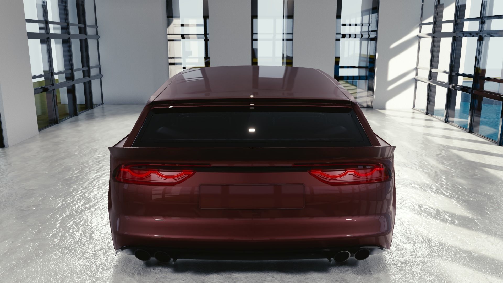 BLENDER EEVEE Brandless Small 4 door hatchback Low-poly 3D model_4