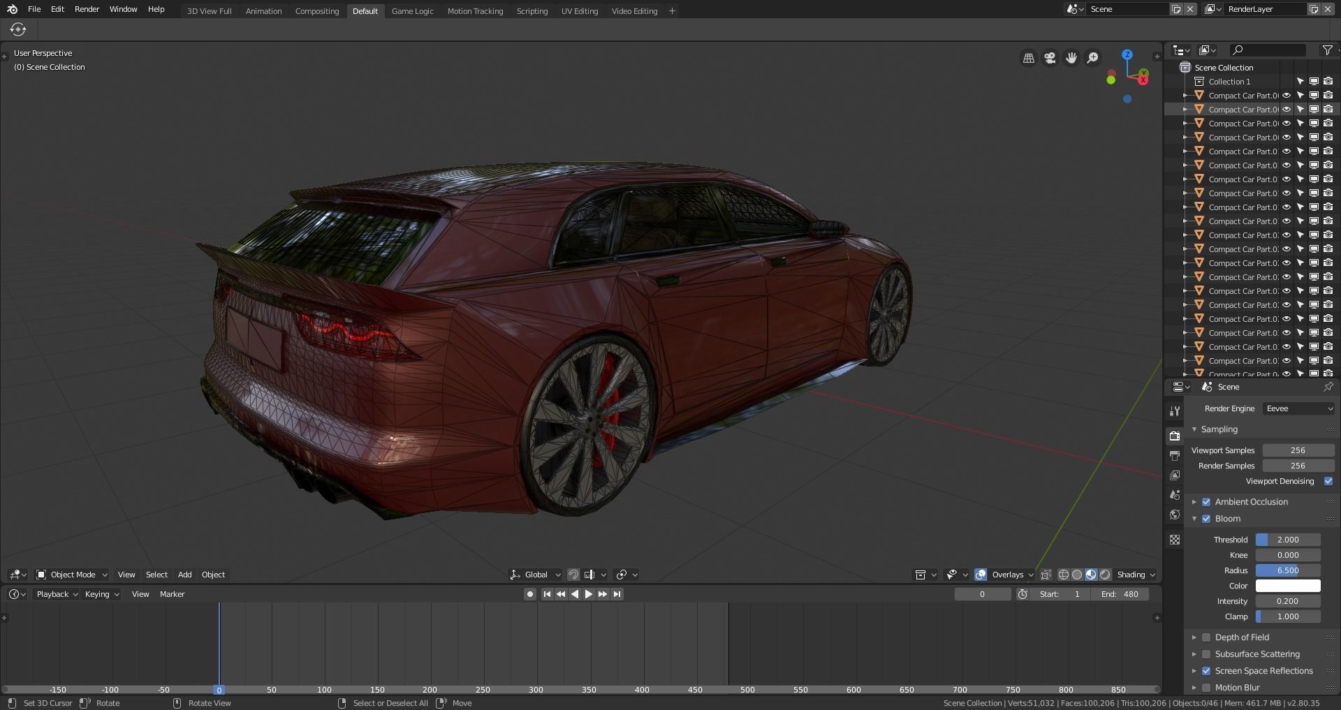 BLENDER EEVEE Brandless Small 4 door hatchback Low-poly 3D model_13