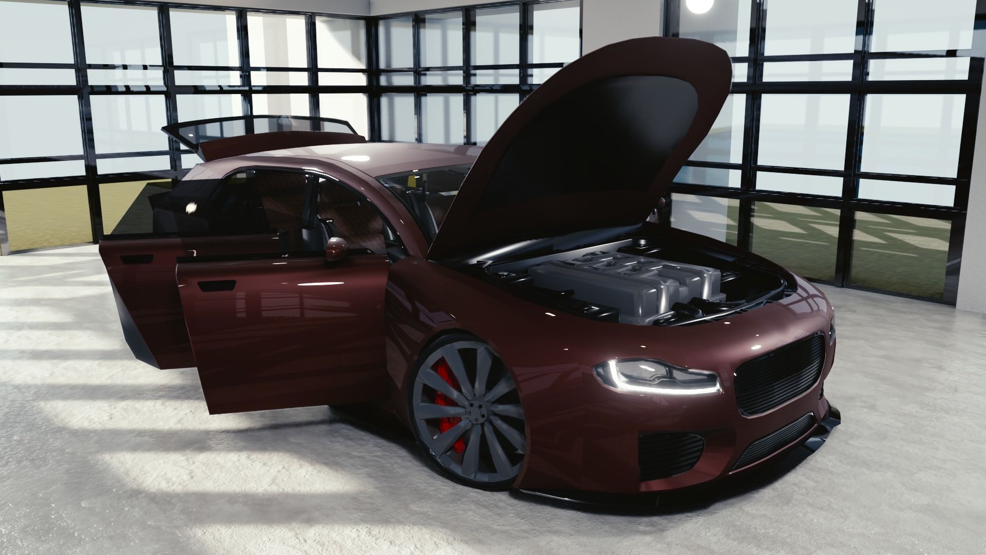 BLENDER EEVEE Brandless Small 4 door hatchback Low-poly 3D model_10