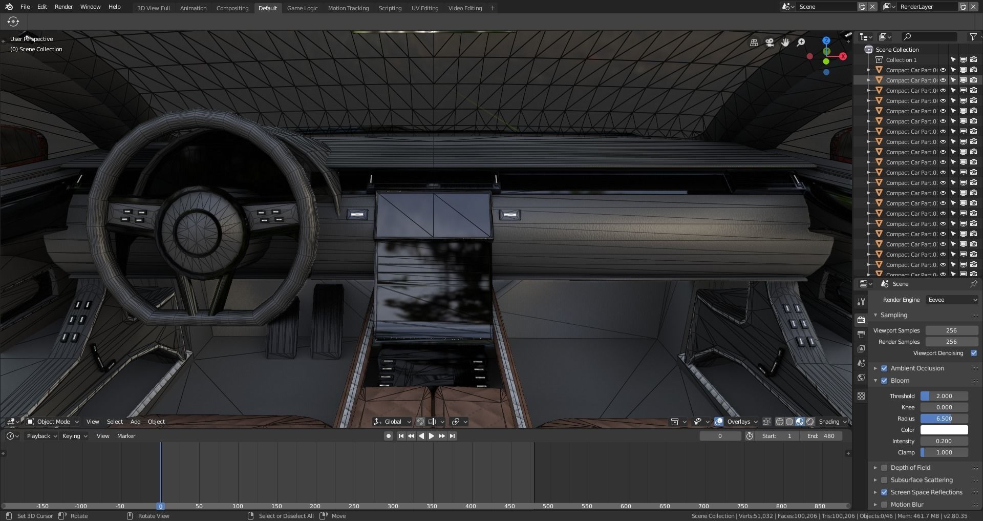 BLENDER EEVEE Brandless Small 4 door hatchback Low-poly 3D model_14