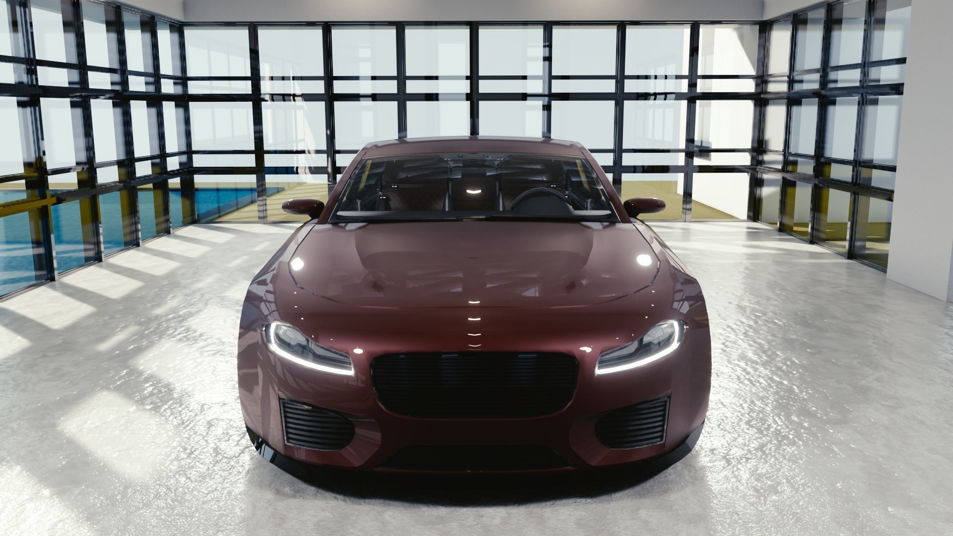 BLENDER EEVEE Brandless Small 4 door hatchback Low-poly 3D model_2