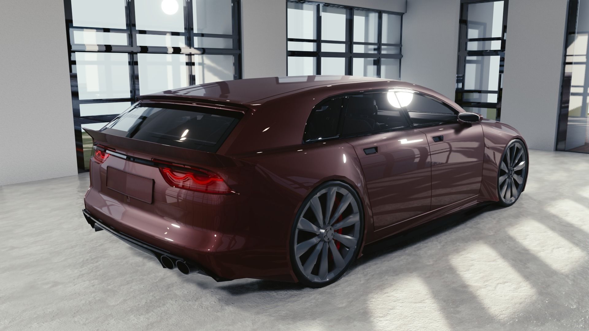 BLENDER EEVEE Brandless Small 4 door hatchback Low-poly 3D model_5