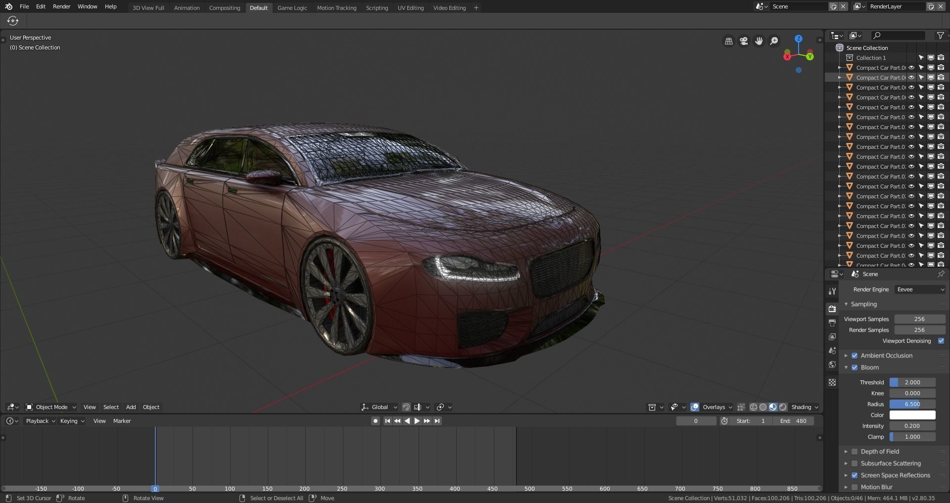 BLENDER EEVEE Brandless Small 4 door hatchback Low-poly 3D model_12