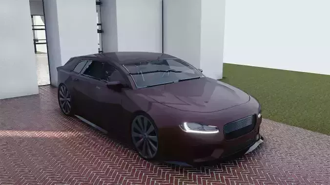 BLENDER EEVEE Brandless Small 4 door hatchback Low-poly 3D model
