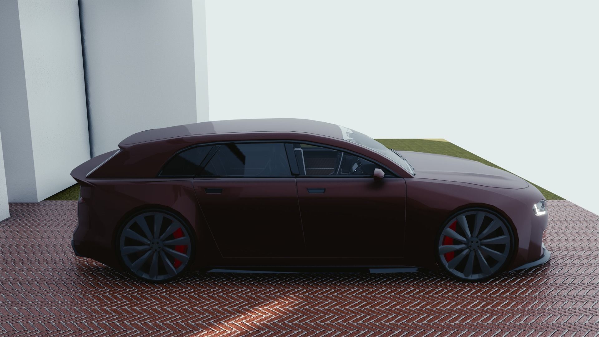 BLENDER EEVEE Brandless Small 4 door hatchback Low-poly 3D model_1