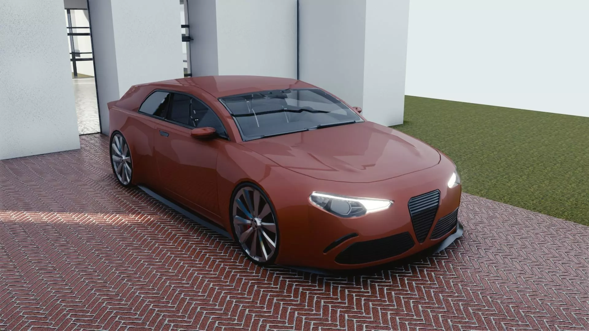 BLENDER EEVEE Brandless Small 2 door hatchback Low-poly 3D model