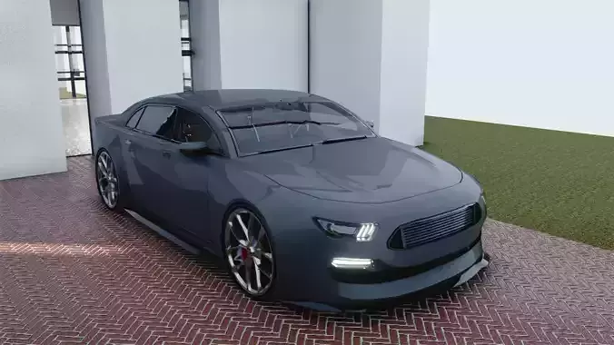 BLENDER EEVEE Brandless Small 4 door sedan Low-poly 3D model