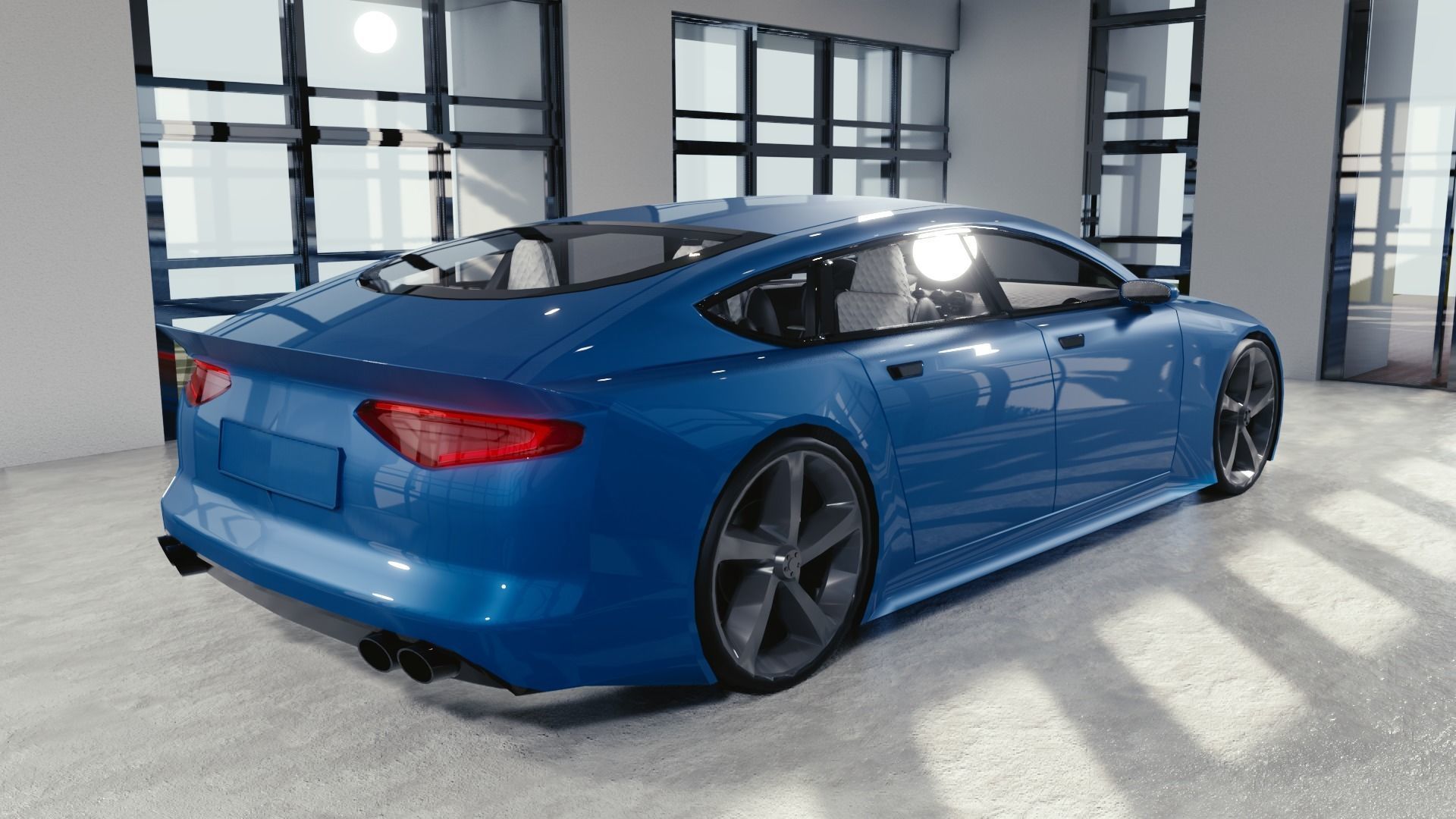 BLENDER EEVEE Brandless Mid Size 4 door coupe Low-poly 3D model_3