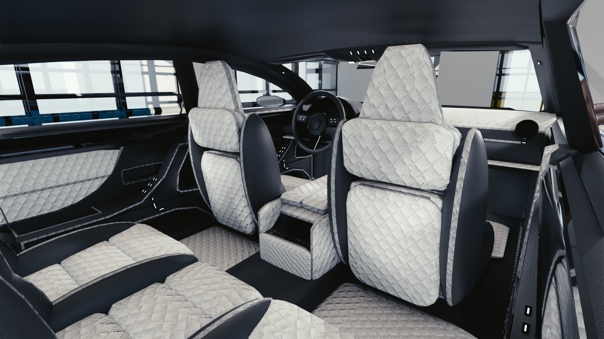 BLENDER EEVEE Brandless Mid Size 4 door coupe Low-poly 3D model_8