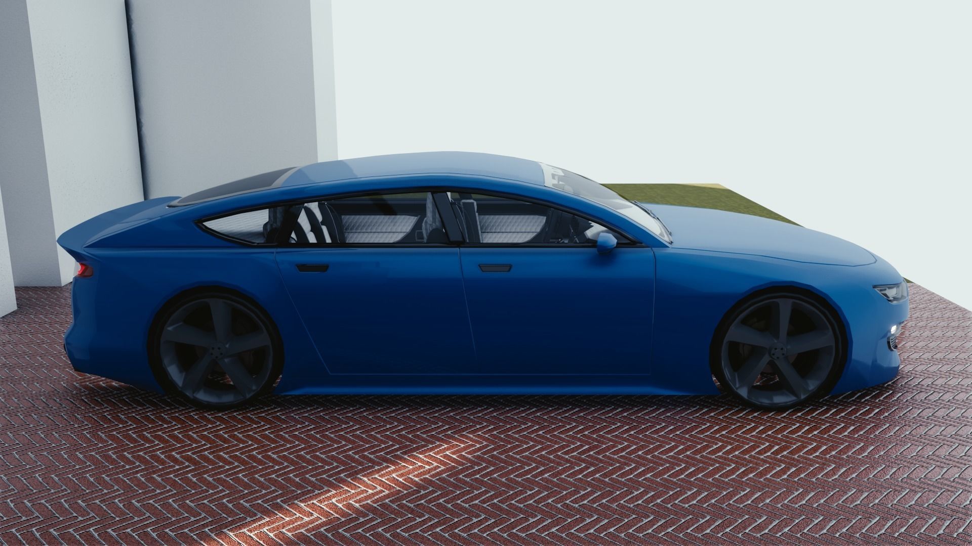 BLENDER EEVEE Brandless Mid Size 4 door coupe Low-poly 3D model_1