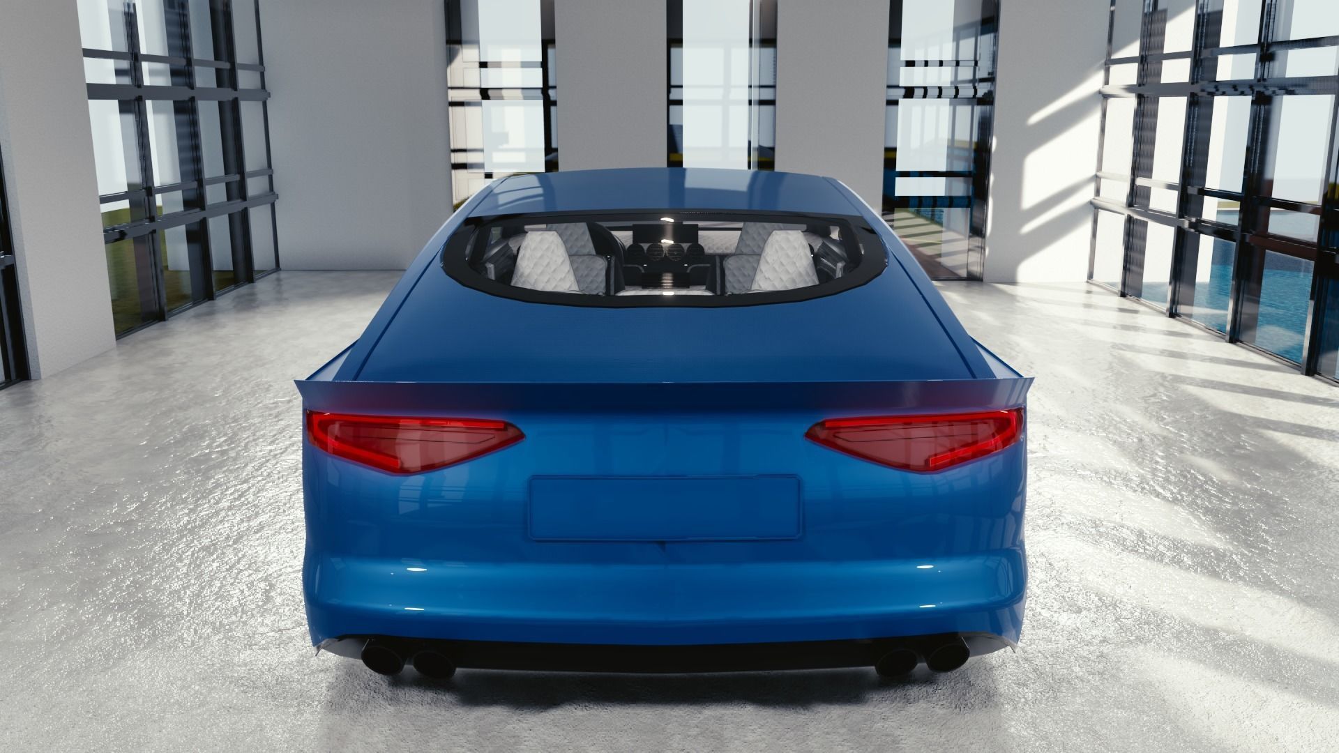 BLENDER EEVEE Brandless Mid Size 4 door coupe Low-poly 3D model_5