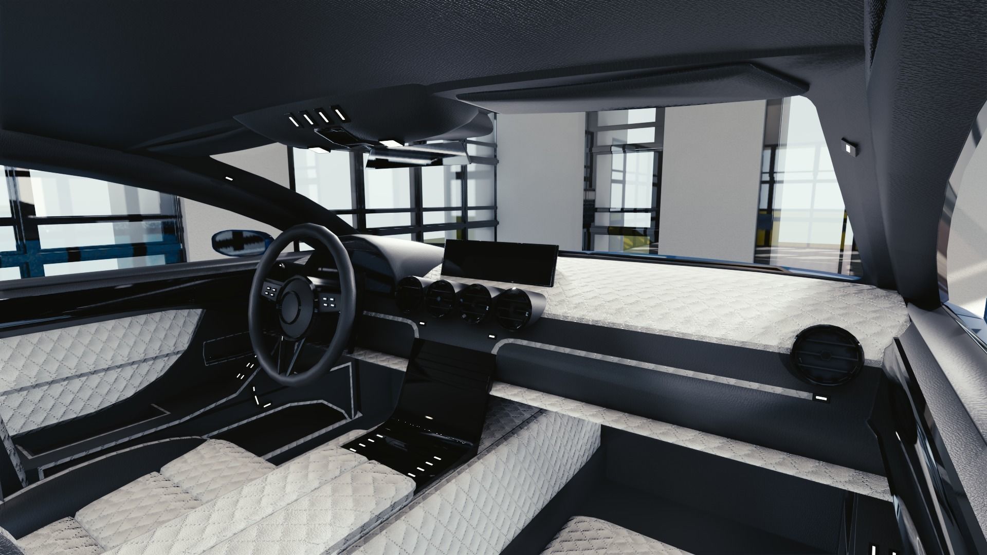 BLENDER EEVEE Brandless Mid Size 4 door coupe Low-poly 3D model_6