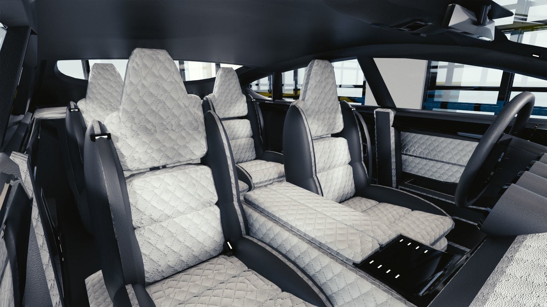 BLENDER EEVEE Brandless Mid Size 4 door coupe Low-poly 3D model_7