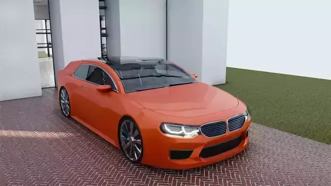 BLENDER EEVEE Brandless Small 2 door hatchback Low-poly 3D model
